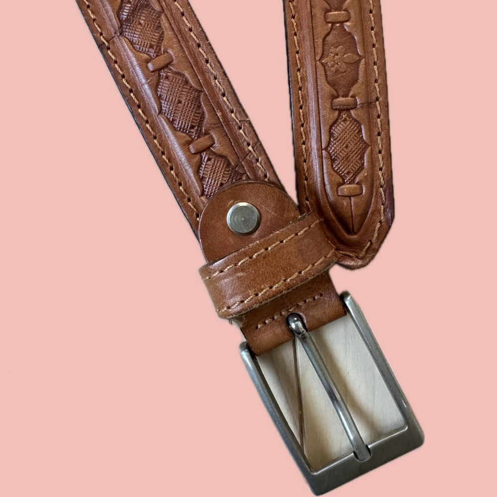 Vintage Western Tooled Leather Belt – Coastal Cowgirl Cowboy Brown